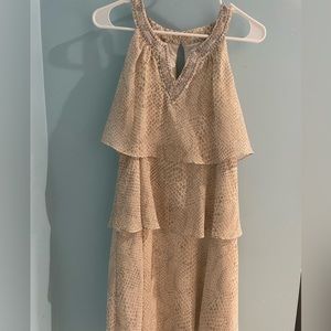 White House Black Market white/gold animal print dress